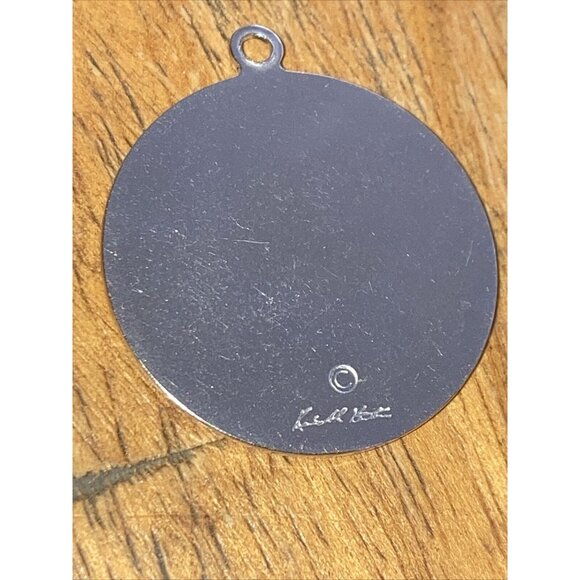 Horse Pendant Polished Pewter Resin Equestrian Jewelry Artisan Signed Y2K VTG - Picture 2 of 7